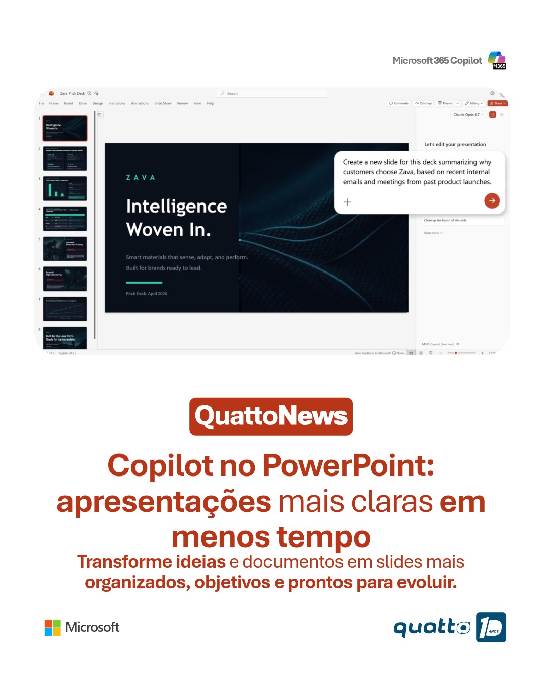Copilot no PowerPoint: apresentações mais claras em menos tempo